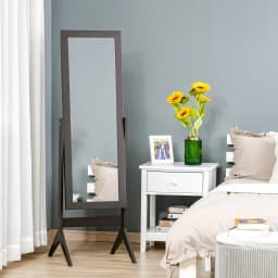 HOMCOM Freestanding Dressing Mirror 148x47cm Adjustable Angle Dark Brown Frame