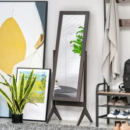 HOMCOM Freestanding Dressing Mirror 148x47cm Adjustable Angle Dark Brown Frame