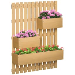Wall-Mounted Garden Planters with Trellis and 3 Movable Planter Boxes Natural