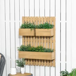 Wall-Mounted Garden Planters with Trellis and 3 Movable Planter Boxes Natural