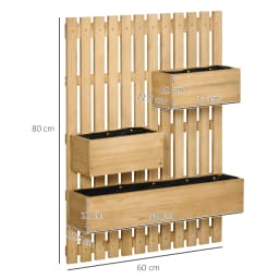 Wall-Mounted Garden Planters with Trellis and 3 Movable Planter Boxes Natural