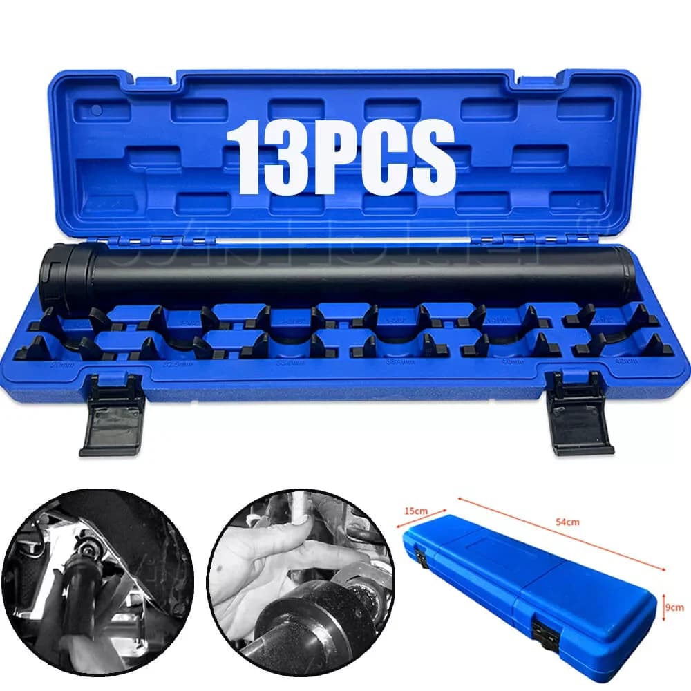 13PCS Inner Tie Rod Removal Installation Tool Set 1/2'' Drive Adapters Removal Tie Rod Tool For Cars Trucks with Blue Case