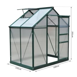 Polycarbonate Walk-In Garden Greenhouse Aluminum Frame Outdoor 190 X 132cm
