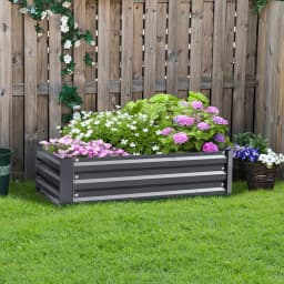 Voltsify Grey Galvanized Steel Rectangular Raised Garden Bed Planter Box, 100cm W X 60cm D X 30cm H