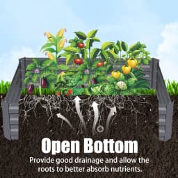 Voltsify Grey Galvanized Steel Rectangular Raised Garden Bed Planter Box, 100cm W X 60cm D X 30cm H