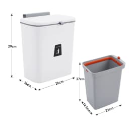 【Lifeideas】Door Hanging Trash Can Kitchen Bathroom Toilet Waste Storage with Inner Barrel Wall Mounted Garbage Rubbish Bin