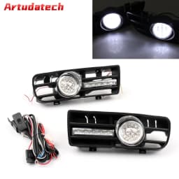 Artudatech 2x Fog Light 5 LED Front Bumper Grille DRL Lamp For 99-04 VW Golf MK4 GTI TDI
