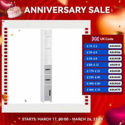 kleankin Freestanding Bathroom Cabinet w/ Open Shelves 3 Cupboards, White