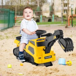 DORTALA 3-in-1 Ride on Tractor Electric Toy Excavator Bulldozer w/ Adjustable Arms