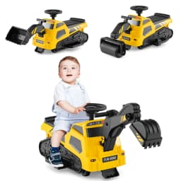 DORTALA 3-in-1 Ride on Tractor Electric Toy Excavator Bulldozer w/ Adjustable Arms