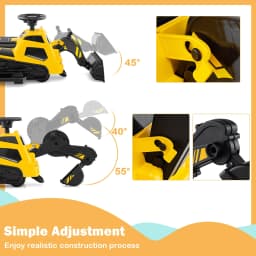 DORTALA 3-in-1 Ride on Tractor Electric Toy Excavator Bulldozer w/ Adjustable Arms