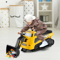 DORTALA 3-in-1 Ride on Tractor Electric Toy Excavator Bulldozer w/ Adjustable Arms