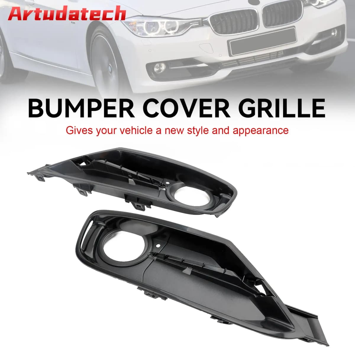 Artudatech 2PCS Front Bumper Fog Light Grille Covers Fit for BMW 3 Series F30 F31 2013-2015