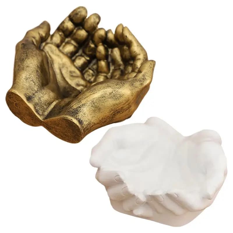 Resin Key Tray Double Hand Shape Keys Storage Tray Entryway Organizer Hands Bowl decor Sculpture Keys Jewelry Storage rack