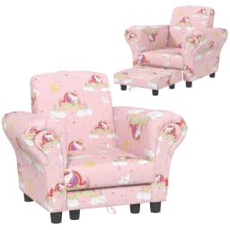 AIYAPLAY Kids Armchair with Stool, 2 Piece Kids Sofa Set with Dinosaur Design, Wooden Frame for 1.5-3 Years Old