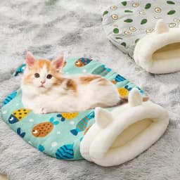 Cat Sleeping Bag Bed With Tail Comfortable Pet Snuggle Sack Thickened Winter Warm Cozy Calming Cat Bed Pet Supplies