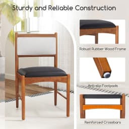 GOFLAME Wooden Dining Chair with Rubber Wood Frame Set of 2
