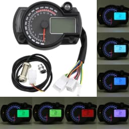 15000rpm Motorcycle Instrument Speedometer Odometer Tachometer Trip Meter LCD Digital Gauge 12V Universal