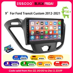 ESSGOO 9" Android 13 For Ford Transit Custom 2012-2021 Car Stereo Radio Carplay Android Auto GPS NAVI WIFI BT FM RDS USB Type-C