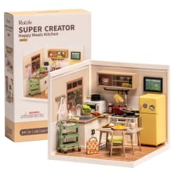 Robotime Rolife 3D Puzzle Happy Meals Kitchen Model Super Store Series DIY Miniature Plastic Building House Kit