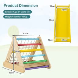 DORTALA 4-in-1 Triangle Climbing Set Wooden Toddler Climber with Ramp Sliding Board