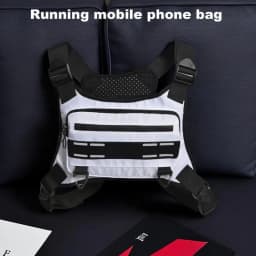 Adjustable Sport Running Chest Bag Running Vest Bag Reflective Front Chest Pack with Phone Holder Breathable Cycling Vest Bag