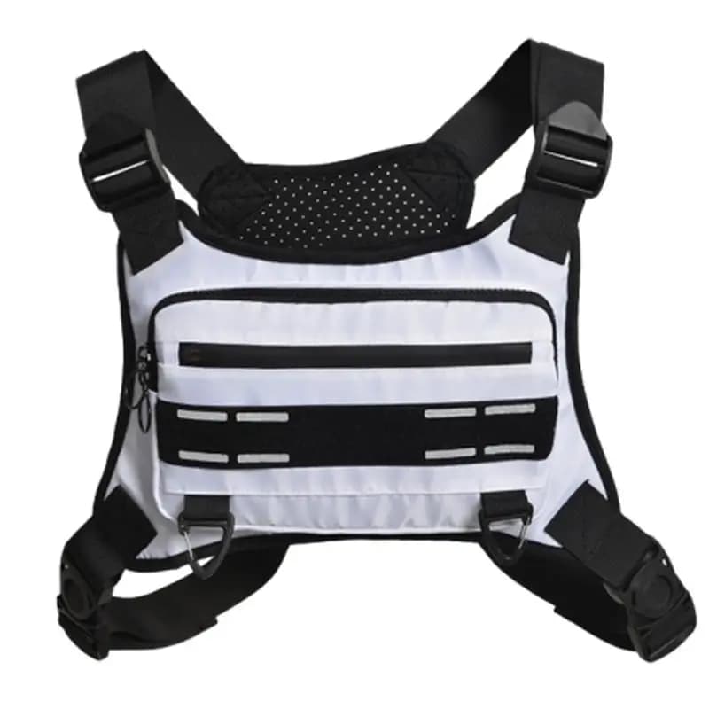 Adjustable Sport Running Chest Bag Running Vest Bag Reflective Front Chest Pack with Phone Holder Breathable Cycling Vest Bag