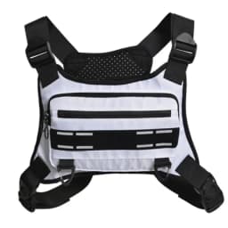 Adjustable Sport Running Chest Bag Running Vest Bag Reflective Front Chest Pack with Phone Holder Breathable Cycling Vest Bag