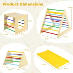 DORTALA Set of 5 Toddler Triangle Climber 6-in-1 Toddler Wooden Toys-Colorful