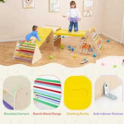 DORTALA Set of 5 Toddler Triangle Climber 6-in-1 Toddler Wooden Toys-Colorful