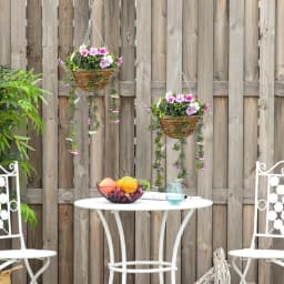 HOMCOM Set of 2 Artificial Plants, Azalea Flowers in Basket