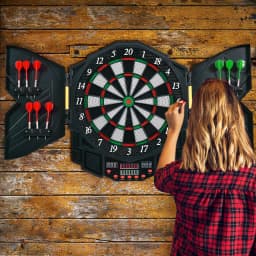 DORTALA Professional Electronic Dart Board Set Digital Dartboard w/Cabinet 4 LED Display