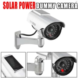 Solar Powered Dummy Fake CCTV Security Camera with Flashing LED Light for Indoor Outdoor Surveillance