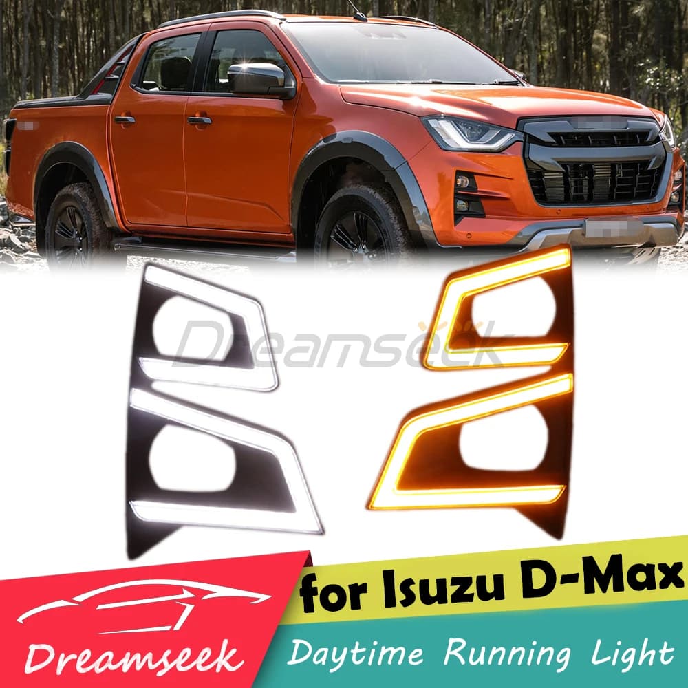 LED DRL Daytime Running Light For Isuzu D-max Dmax 2019-2022 Front Fog Lamp w/ Sequential Dynamic Turn Signal Auto Accessories
