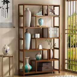 7-Tier  Staggered Bookcase, Modern Freestanding Wooden Bookcase Display Stand,99cm W x 25.3cm D x 175cm H