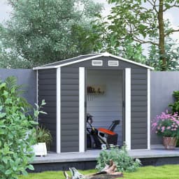 7 X 4ft Outdoor Metal Storage Shed with Lockable Doors and Gloves, Dark Gray