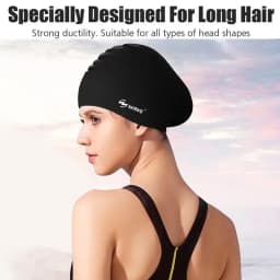 Elastic Silicon Swimming Caps For Men And Women, Rubber, Waterproof, Protect Ears, Long Hair