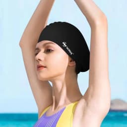 Elastic Silicon Swimming Caps For Men And Women, Rubber, Waterproof, Protect Ears, Long Hair