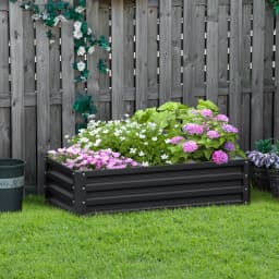 Raised Garden Bed Steel Planter Growing Box for Vegetables Flowers Grey