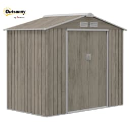 Outsunny 7 X 4ft Garden Shed Storage with Locking Door and Foundation Kit, Light Brown