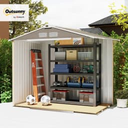 Outsunny 7 X 4ft Garden Shed Storage with Locking Door and Foundation Kit, Light Brown