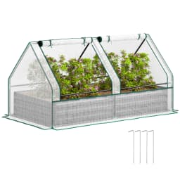 Raised Garden Bed with Greenhouse, Planter Box with Cover, White and Dark Gray