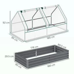 Raised Garden Bed with Greenhouse, Planter Box with Cover, White and Dark Gray