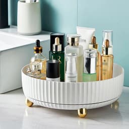 Rotating Round Spice Storage Rack Tray Turntable Kitchen Organizer, 22cm Dia x 7.5cm H
