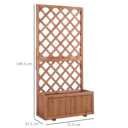 Garden Wooden Pine Trough Planter W/ Topped Trellis Climbing Plants, Orange