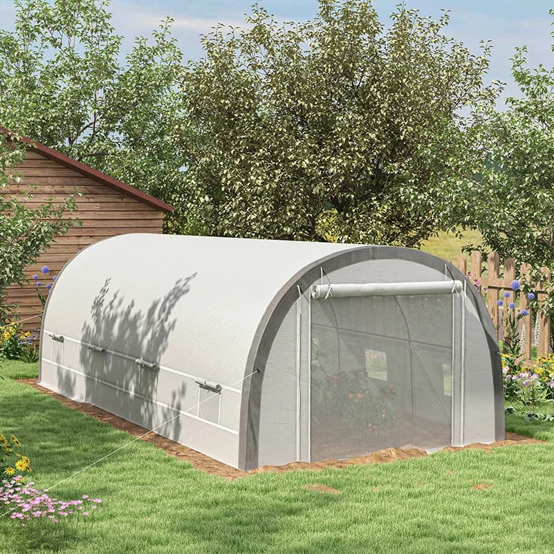 6 X 3(m) Upgraded Polytunnel Greenhouse W/ Mesh Door & Windows, 15 Plant Labels