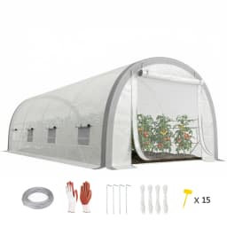 6 X 3(m) Upgraded Polytunnel Greenhouse W/ Mesh Door & Windows, 15 Plant Labels