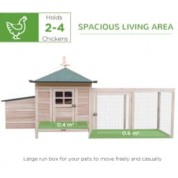 PawHut Chicken Coop with Chicken Run, Outdoor Hen House Poultry Cage with Nesting Box, Openable Top, 196 x 76 x 97cm