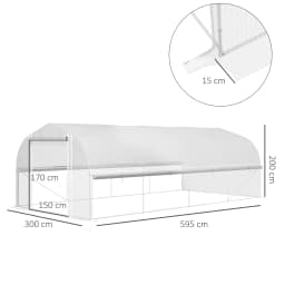 6 X 3 X 2m Polytunnel Greenhouse Garden Tunnel with Roll-Up Sidewalls, Mesh Door