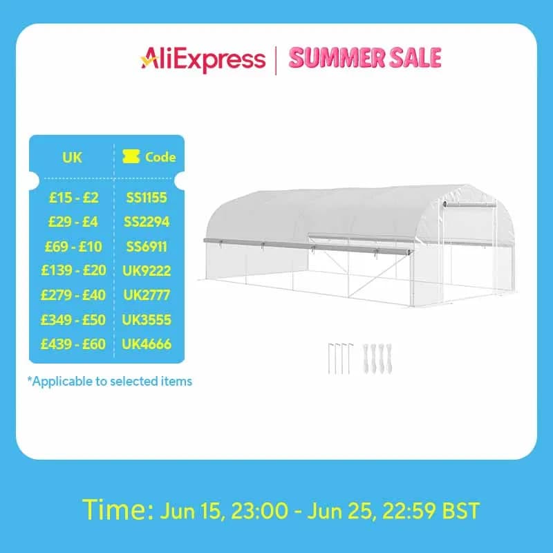 6 X 3 X 2m Polytunnel Greenhouse Garden Tunnel with Roll-Up Sidewalls, Mesh Door